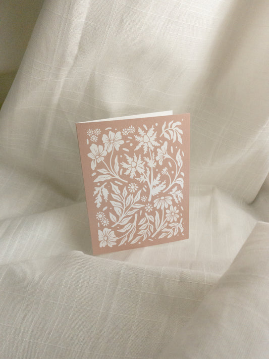 Blank Wildflower Card - Mauve