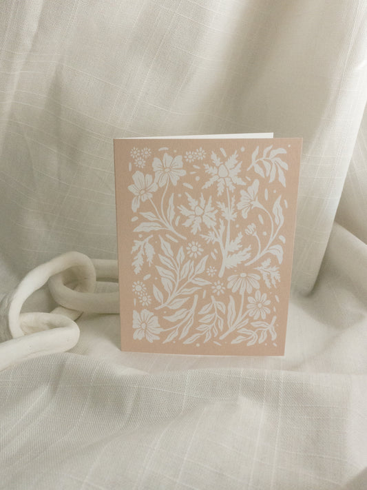 Blank Wildflower Card - Light Pink