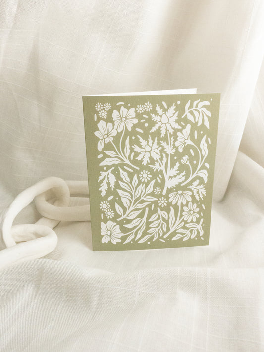 Blank Wildflower Card - Green