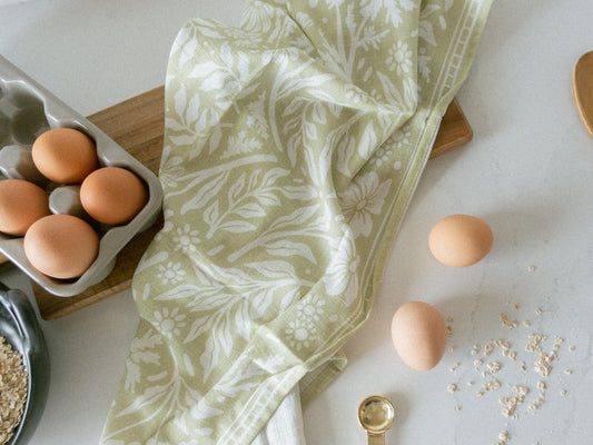 Wildflower Tea Towel - Key Lime