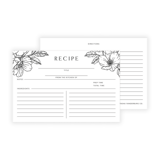 Floral Recipe Card Set