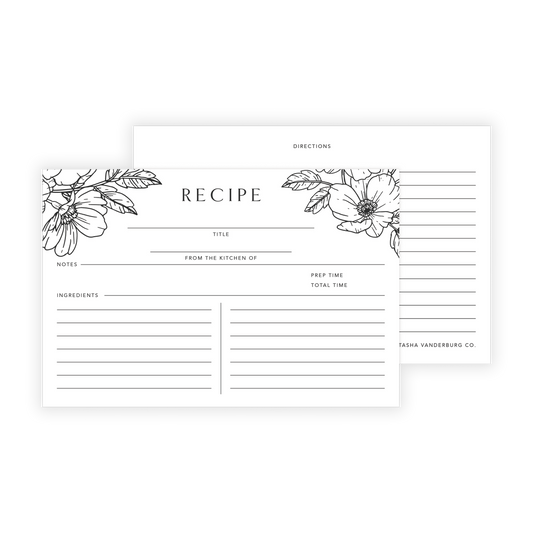 Floral Recipe Card Set of 18