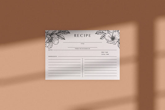 Floral Recipe Card Set of 18