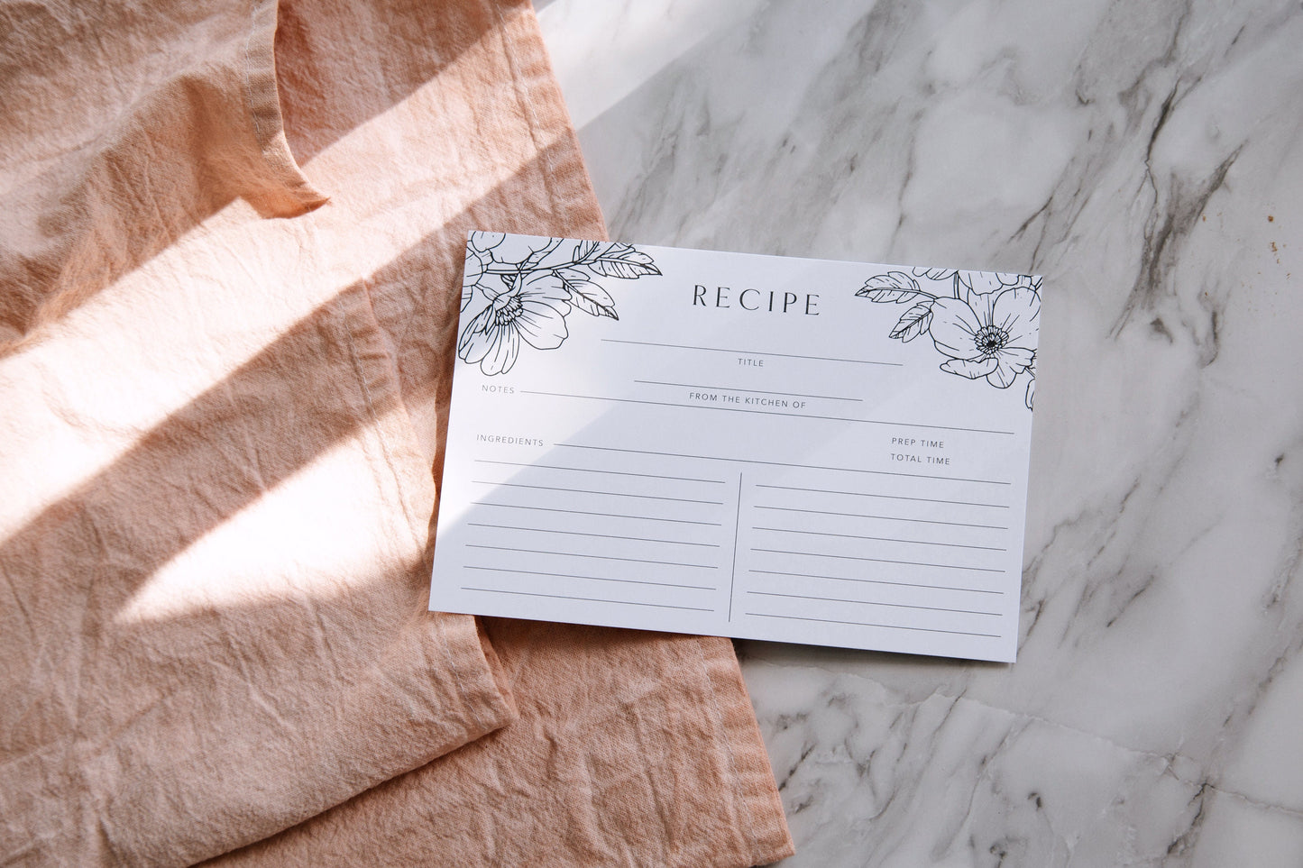 Floral Recipe Card Set of 18