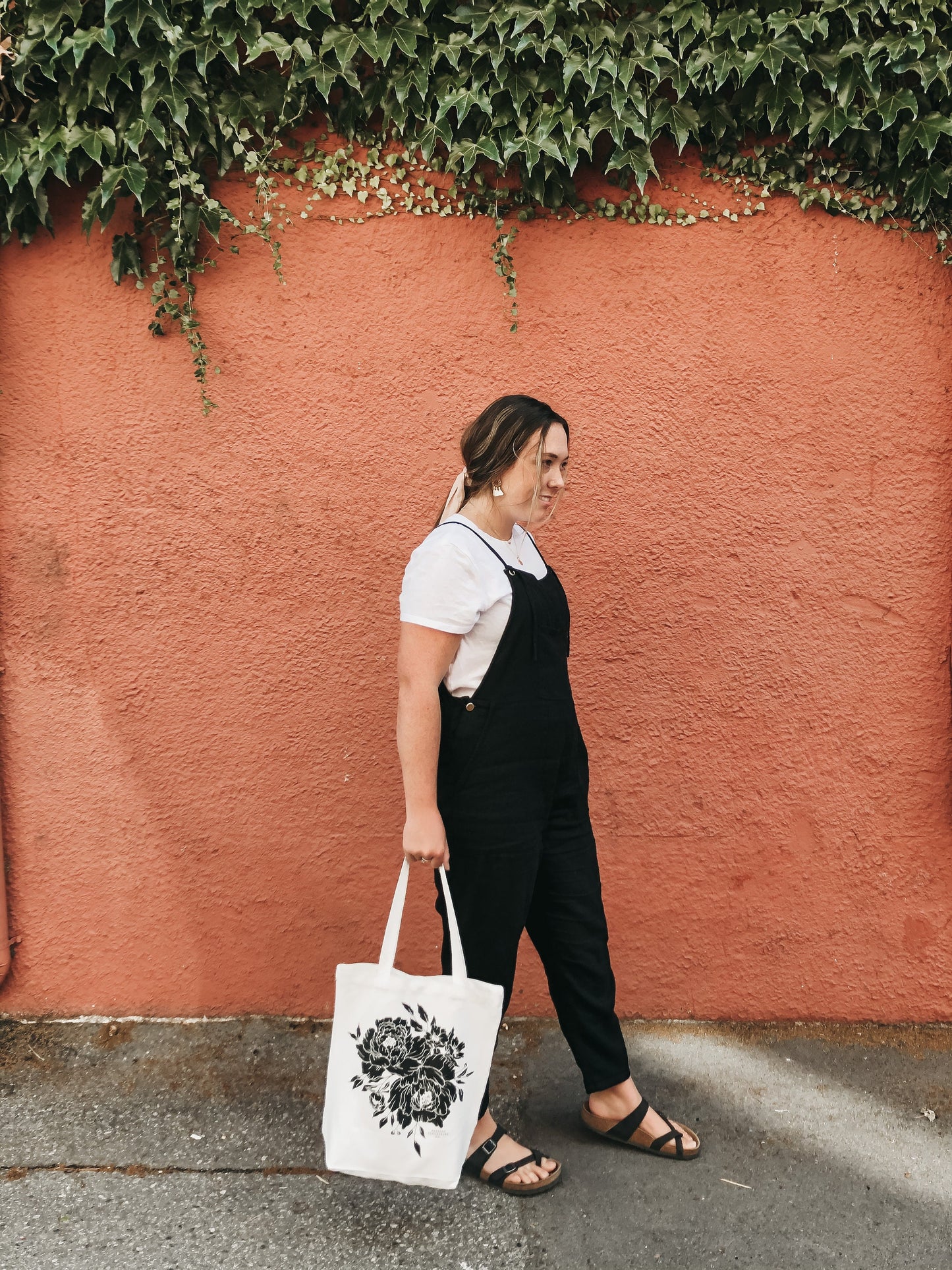 Market Peonies Tote Bag - Natural