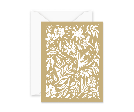 Blank Wildflower Card - Gold