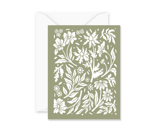 Blank Wildflower Card - Green