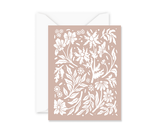 Blank Wildflower Card - Mauve