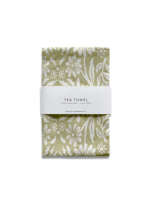 Wildflower Tea Towel - Key Lime