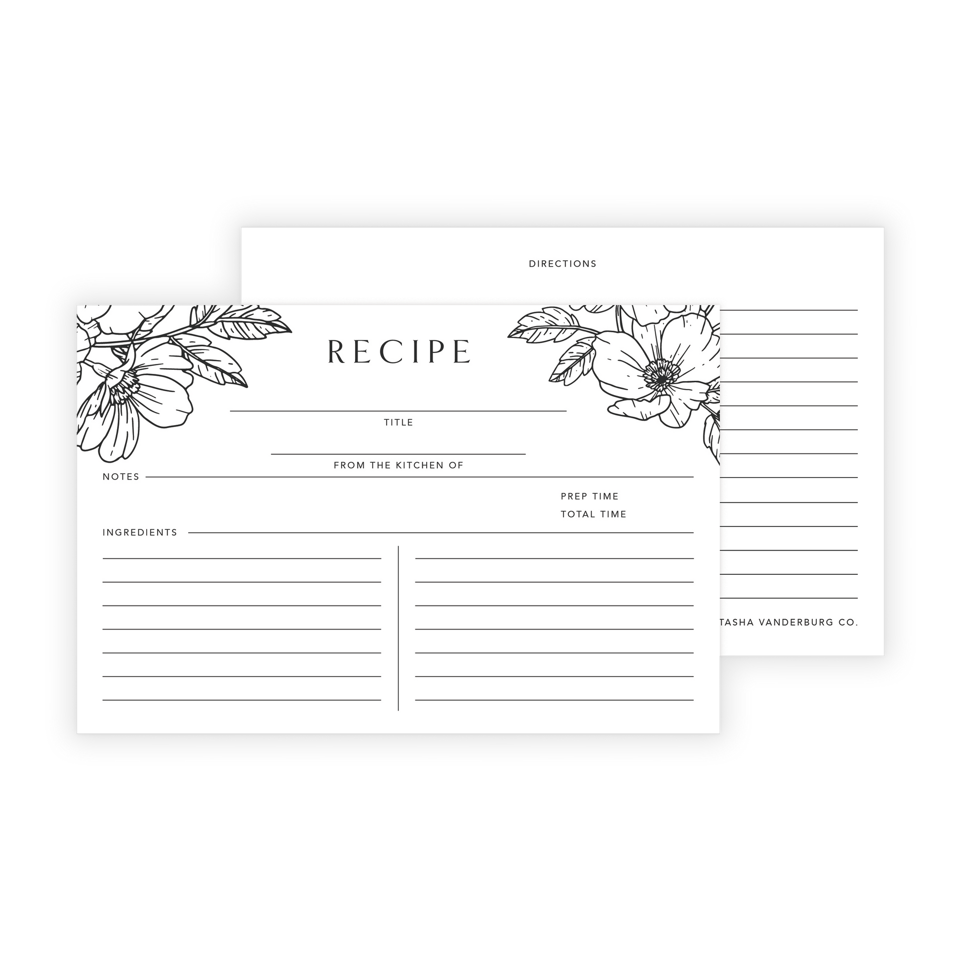Black And White Floral Note Card Set