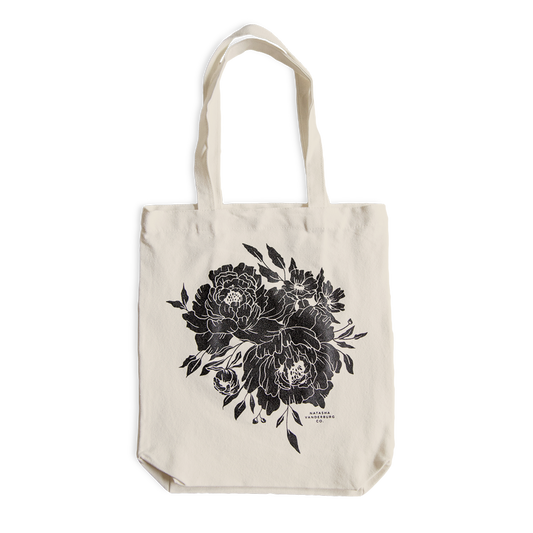 Market Peonies Tote Bag - Natural